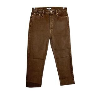 NWT Halara 70’s Ultra High Rise Stove Pipe Washed Chocolate Brown Jeans Size 31